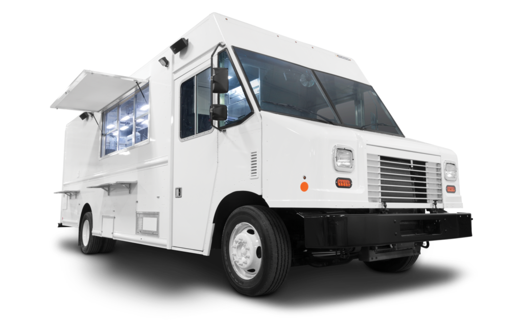 White food truck on white background